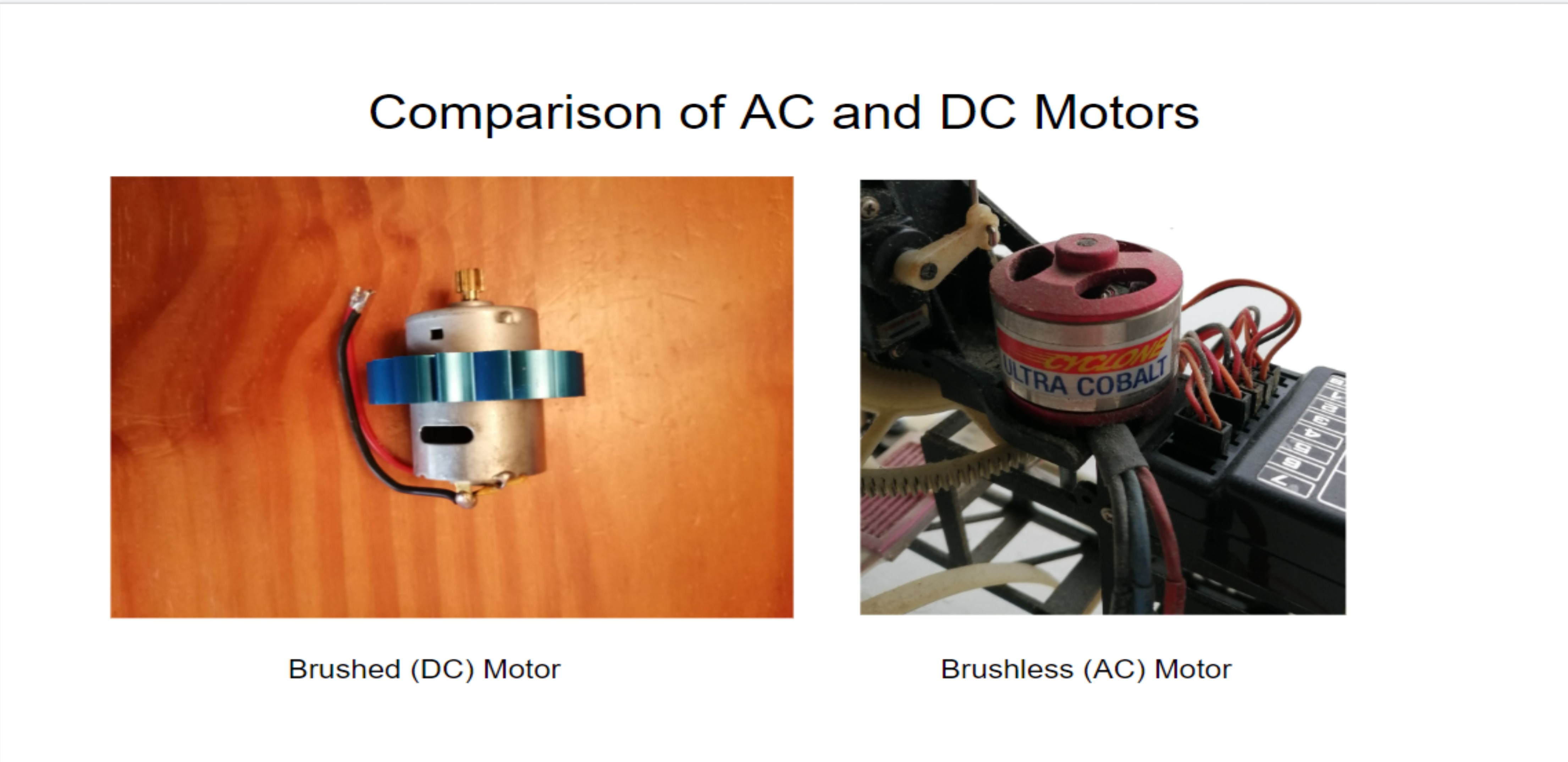 Comparsion of AC and DC motors
